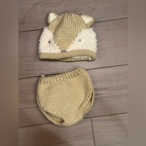 Newborn photo shoot outfit Adorable Tan Fox Knit Hat and Diaper Cover Set